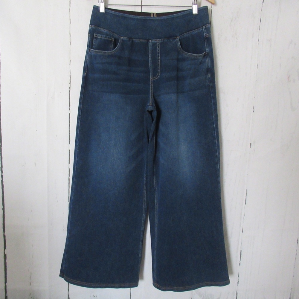 Halara Flex Jeans L Petite Stretch High Rise Baggy Wide Leg Pull On Distressed